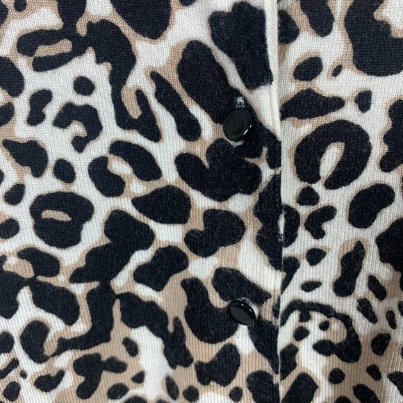 Leopard Animal Print Cardigan Sweater Sz M Womens Button D…cable&cage - Picture 9 of 16